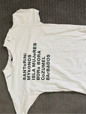 Forever 21 White Crewneck Tee with Black Tag Detail